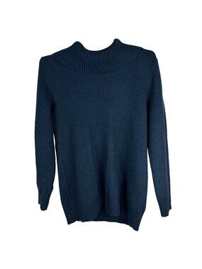 Apt. 9 Womens Navy Turtleneck Sweater L Acrylic Blend Long Sleeve Textured Knit